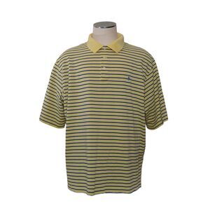 Polo Golf Ralph Lauren XXL Yellow Blue Stripes 109% Pima Cotton Preppy Classic